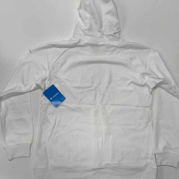 Columbia French Terry Hoodie Womens Large or XL White New Pullover Colorful Logo - Picture 9 of 10